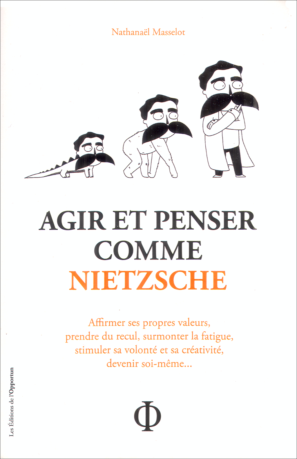 « Deviens ce que tu es. » Et si vous laissiez l’incontournable philosophe Nietzsche vous guider sur les voies de l’épanouissement personnel ? Comment les mots du grand philosophe peuvent-ils vous aider à mieux vivre au quotidien en famille, au travail ou avec vos amis ? Si comme Nietzsche il vous arrive d’être provocateur, hypocondriaque, bon enfant, égoïste, fataliste ou encore querelleur… vous pouvez vous appuyer sur la pensée puissante du philosophe allemand. Nietzsche tire de chacun de ses traits de caractère (même les plus négatifs) une philosophie de vie qui ne veut qu’une seule chose: se libérer et s’armer. Nathanaël Masselot, docteur en philosophie, enseignant et philothérapeute, s’appuie sur la pensée mais aussi sur la vie du philosophe pour nourrir cet ouvrage de développement personnel pas comme les autres. Agir et penser comme Nietzsche est une leçon de vie puissante et intemporelle.